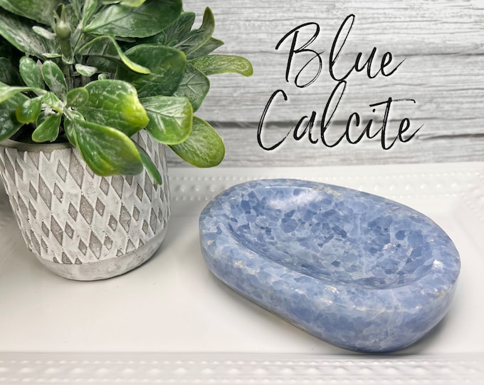 Blue Calcite Crystal Bowl, Large Blue Calcite Bowl, Blue Crystal Bowl, Calming Crystal