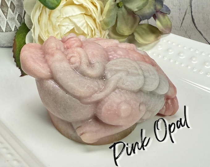 Pink Opal Lucky Money Toad Carving, Money Frog Carving, Pink Opal Crystal, Crystal Money Toad Carving