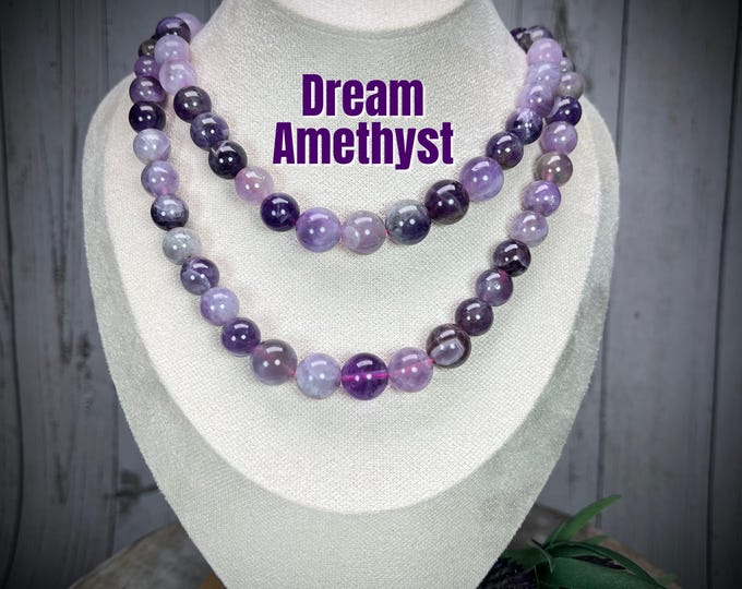 Dream Amethyst Necklace, Amethyst Necklace, Gradient Bead Size, 21" Long
