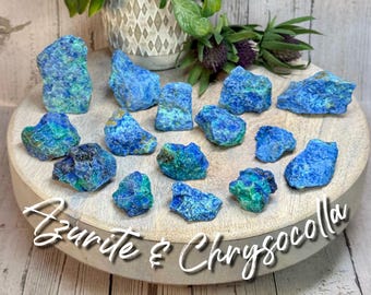 Azurite Chrysocolla Raw Stone, Chrysocolla with Azurite, Small Chrysocolla Specimen (6)