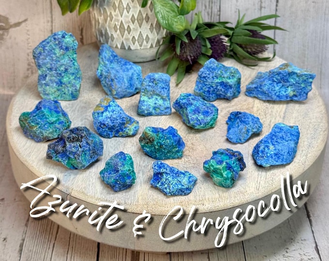 Azurite Chrysocolla Raw Stone, Chrysocolla with Azurite, Small Chrysocolla Specimen (6)