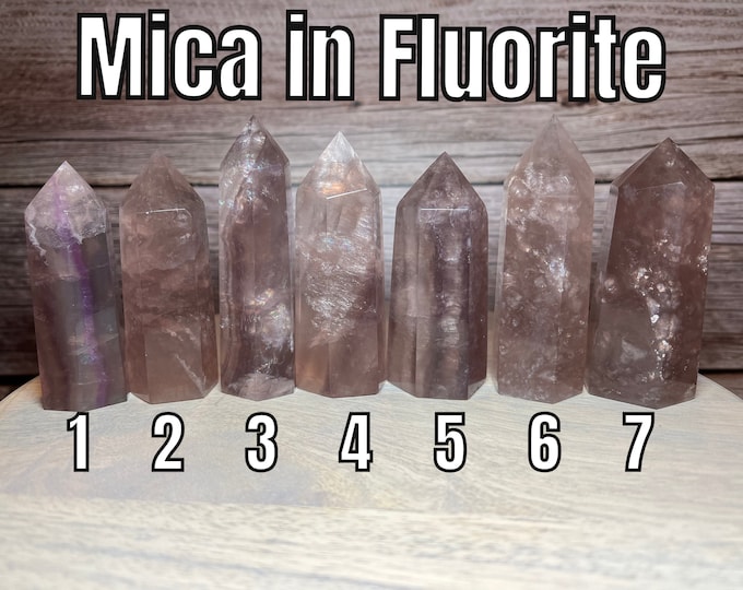 Flashy Fluorite Tower, Fluorite with Mica Tower, Mica Fluorite Tower, Mica Inclusions, Beautiful Rainbows