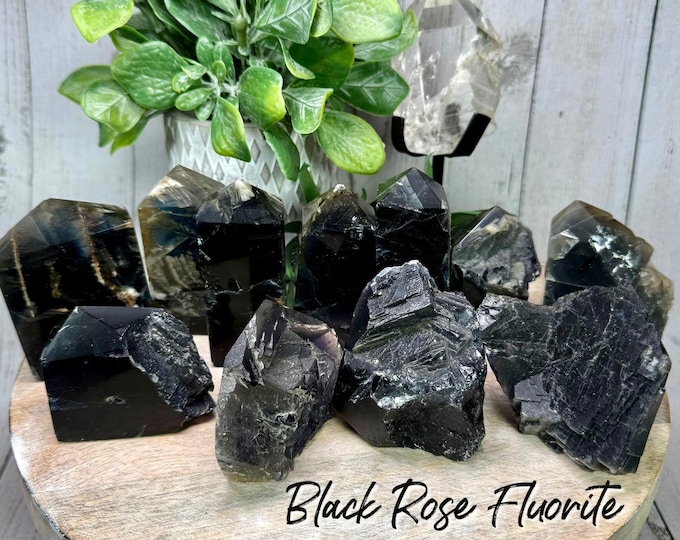 Black Rose Fluorite Tower, Black Rose Fluorite Raw Edge Tower, Fluorite Specimen, UV Reactive