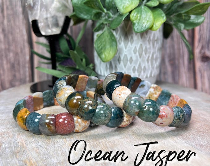 Colorful Ocean Jasper Soft Bangle Bracelet, Ocean Jasper Crystal, Soft Bangle Bracelet