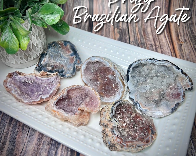 Druzy Brazil Agate, Druzy Agate Slice, Druzy Agate from Brazil