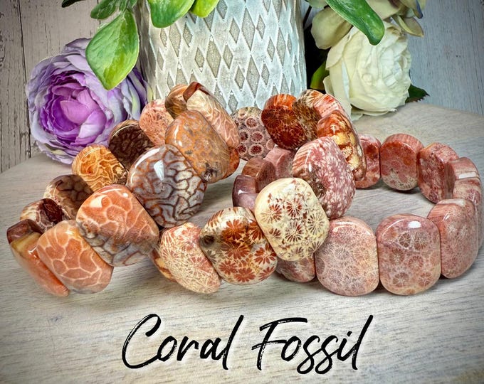 Coral Fossil Bracelet, Fossilized Coral Soft Bangle Bracelet, Fossil Coral Bracelet, Agatized Coral Bracelet