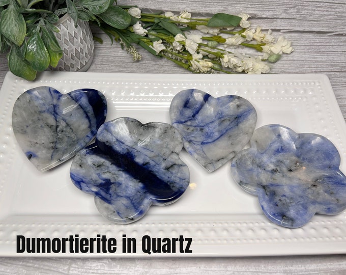 Dumortierite in Quartz Bowl, Dumortierite in Quartz Heart Bowl, Dumortierite in Quartz Flower Bowl