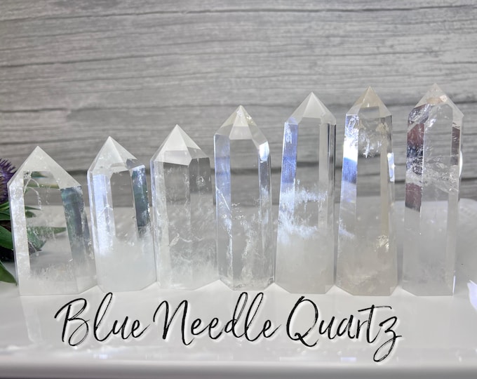 Blue Needle Quartz Tower, Blue Angel Wing Quartz, Clear Quartz Tower, Blue Phantom Quartz