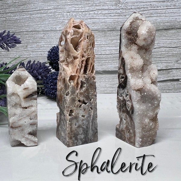 Sphalerite Tower, Sphalerite, Druzy Sphalerite, Small Sphalerite Towers