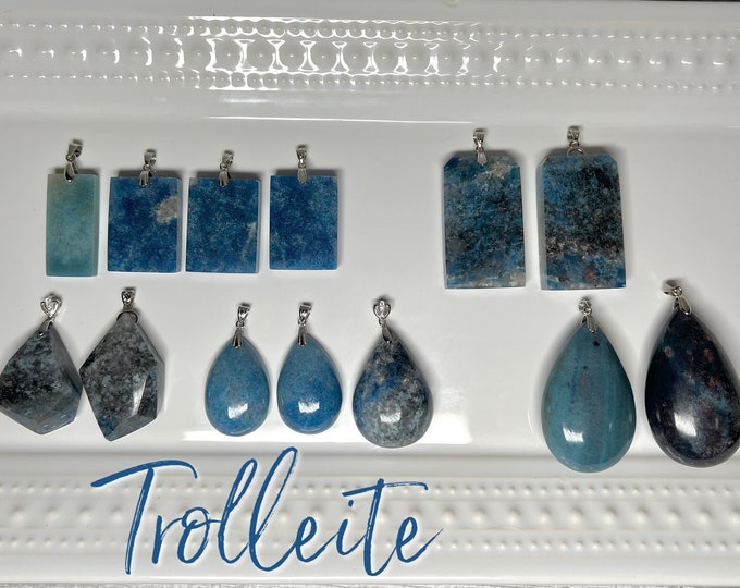 Blue Trolleite Pendant with s925 Clasp, Trolleite Crystal, Trolleite Pendant, Guardian and Protective Crystal