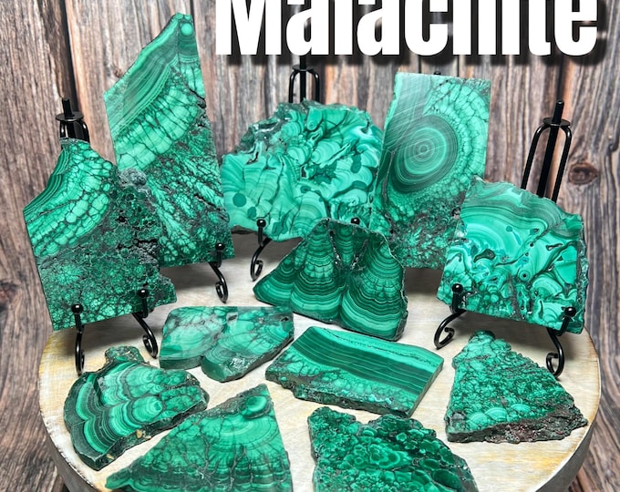 Malachite Slab, Small Polished Malachite Slice, Malachite Carving (13)