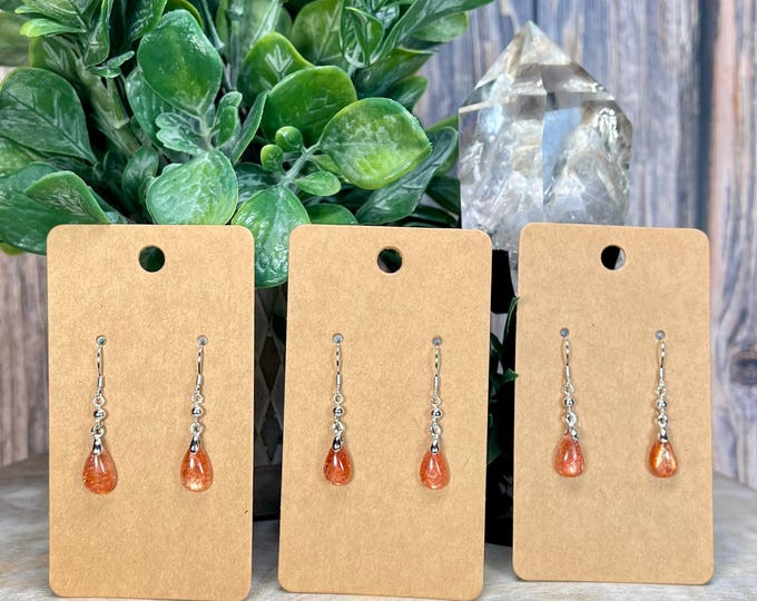 Golden Sunstone Earrings, Golden Sunstone Drop Earrings, Golden Sunstone Dangle Earrings, 925 Silver Earring Setting