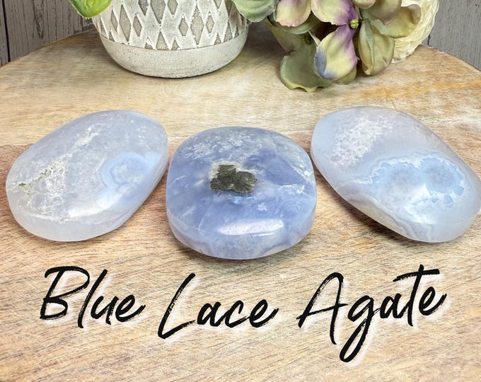Blue Lace Agate Palm Stone, Blue Lace Agate Crystal, Blue Lace Agate Crystal Carving