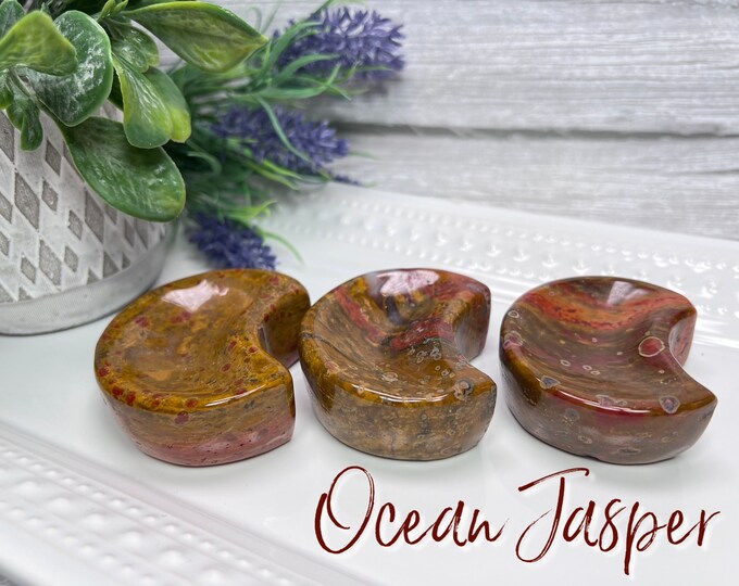 Ocean Jasper Moon Bowl, Small Ocean Jasper Bowl, Crystal Moon Bowl