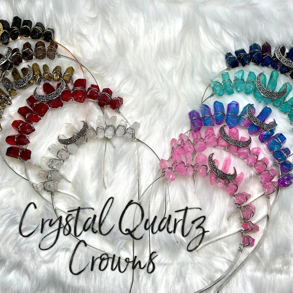 Natural Crystal Quartz Crown, Crystal Crown, Crystal Tiara, Crystal Headband - You Choose!