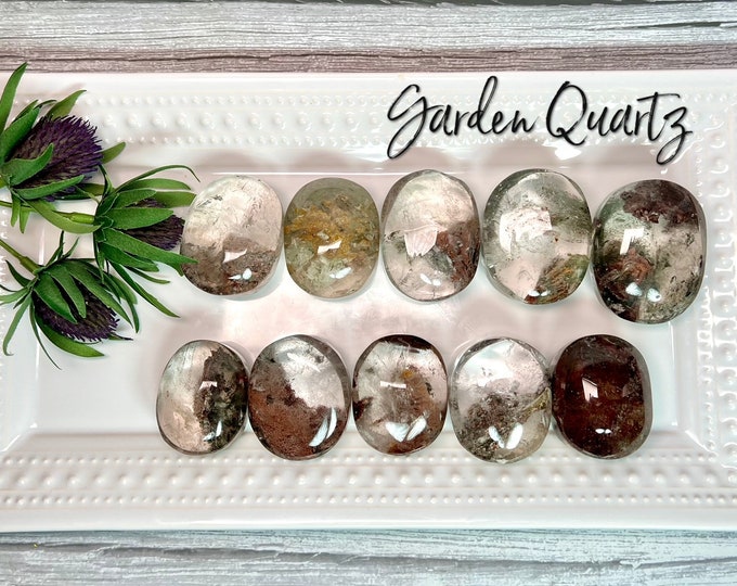 Garden Quartz Palm Stones, Lodolite Palm Stones, Garden Quartz Palms, Inclusion Quartz (2)