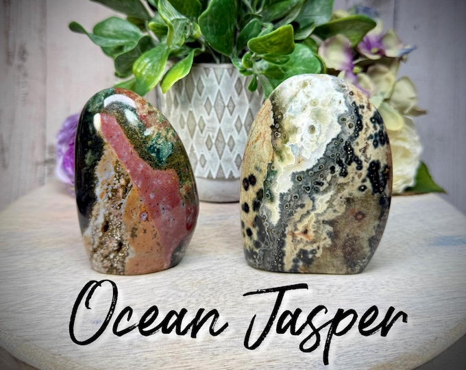 Ocean Jasper Freeform, Polished Ocean Jasper, Orbicular Ocean Jasper Carving