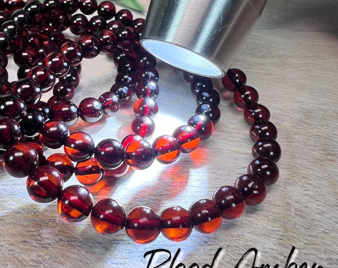 Beautiful Red Amber Bracelet, Natural Blood Amber Bracelet, Amber Bracelet, 6mm Round Beads