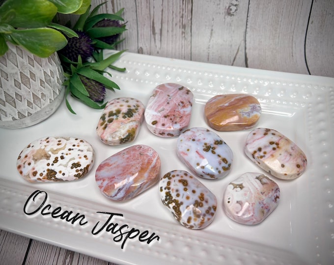 Old Mine Ocean Jasper Palm Stones, Pink and Green Ocean Jasper Palms, OJ Palm Stone