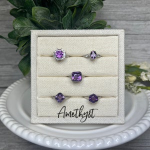 Beautiful Purple Amethyst Ring, Amethyst Gemstone Ring, Amethyst Crystal Ring, 925 Sterling Silver Adjustable Band - You Choose!