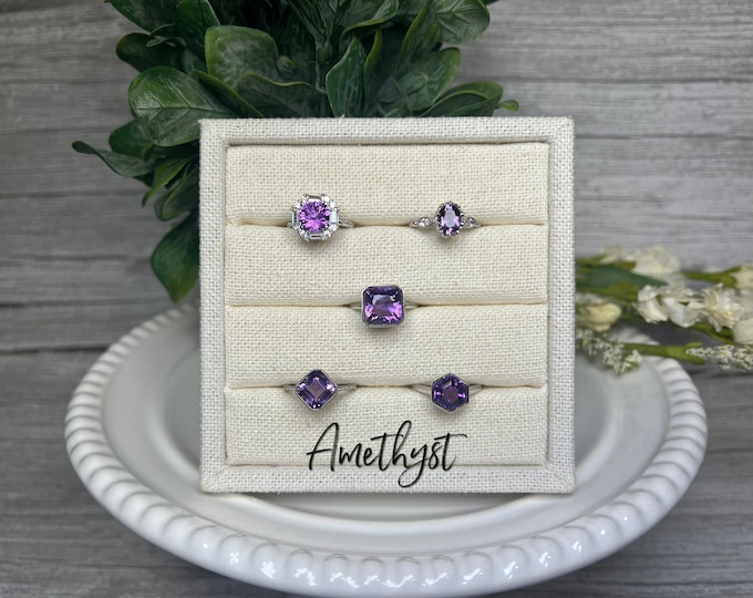 Beautiful Purple Amethyst Ring, Amethyst Gemstone Ring, Amethyst Crystal Ring, 925 Sterling Silver Adjustable Band - You Choose!