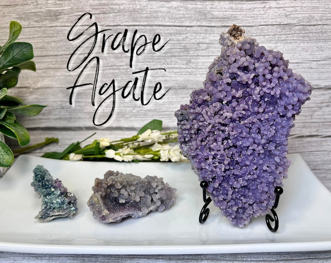 Druzy Grape Agate Raw Crystal, Grape Agate Specimen