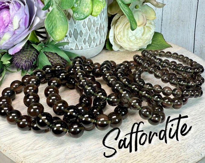 Saffordite Bracelet, Cintamani Stone Bracelet, 8mm or 10mm or 12mm Round Beads, Sirius Stone Bracelet