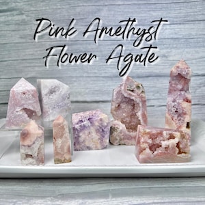 Druzy Pink Amethyst Flower Agate, Pink Amethyst Flower Agate Tower or Freeform, Pink Flower Agate with Druzy Amethyst (2)