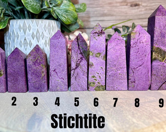 Atlantisite, Stichtite with Serpentine Tower, Stichtite, Serpentine, Genuine Crystal, Purple Crystal, Stone of Peace (1)