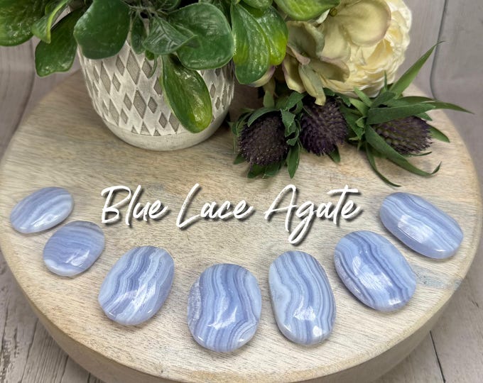 Blue Lace Agate Palm Stone, Blue Lace Agate Crystal, Blue Lace Agate Crystal Carving (2)