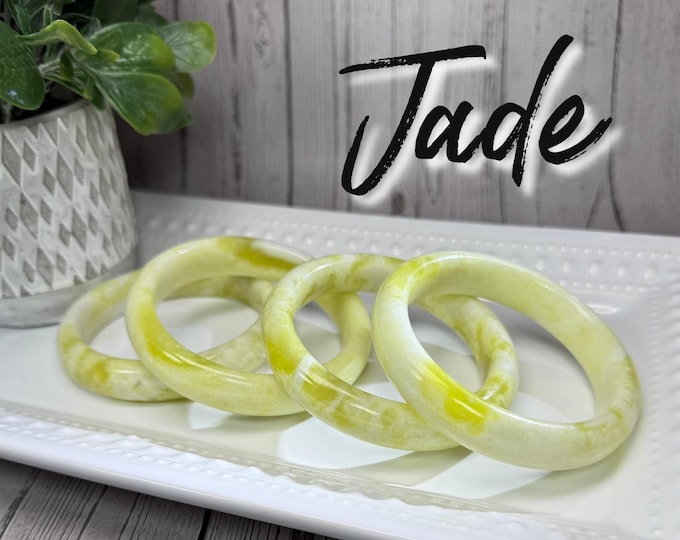 Jade Bangle, Xiuyan Jade Bangle Bracelet, Xiuyan Jade Crystal, Jade Bracelet, Yellow Crystal Bangle Bracelet