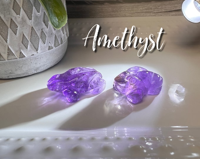 Adorable Amethyst Frog, Small Amethyst Frog Carving, Mini Amethyst Frog