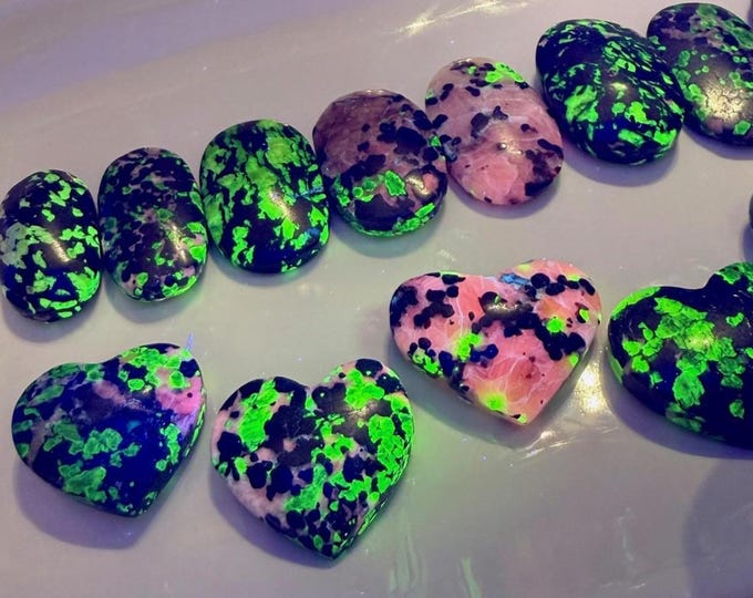 Willemite, Small Willemite Palm Stone or Heart, UV Reactive