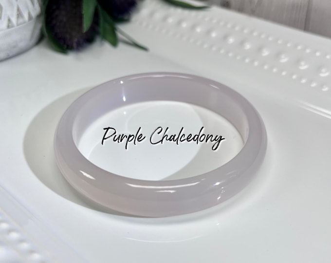 Purple Chalcedony Bangle 60.6mm, Light Purple Chalcedony Bangle Bracelet, Purple Crystal Bangle Bracelet (4)