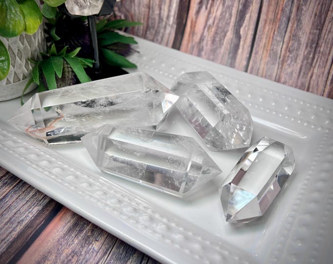 Large Clear Quartz DT, Double Terminated Clear Quartz, Clear Quartz Crystal, Blue Needle Quartz DT, Phantom Quartz DT