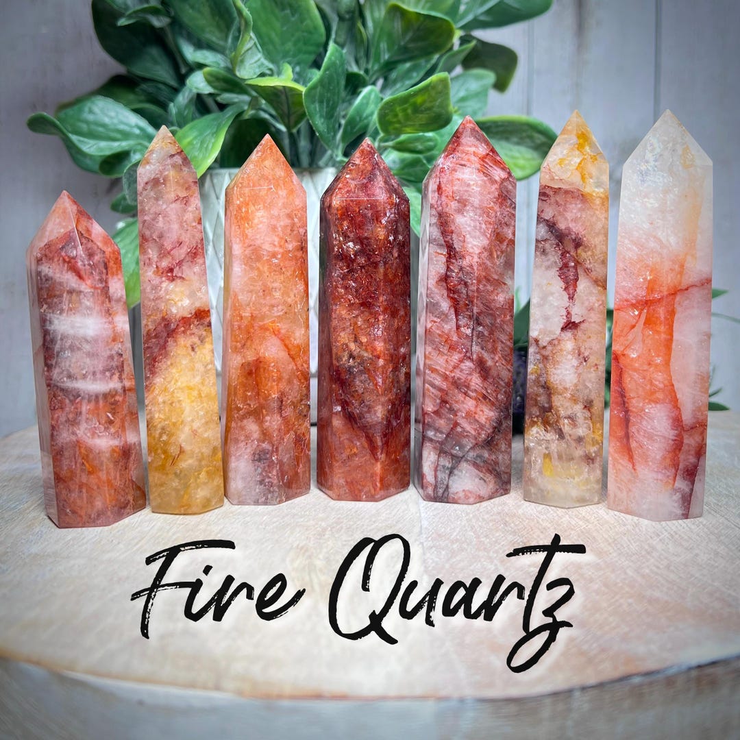 Quartz Root Tips Fire Quartz Tower, Fire Quartz Point, Hematoid Quartz, Root Chakra - Etsy