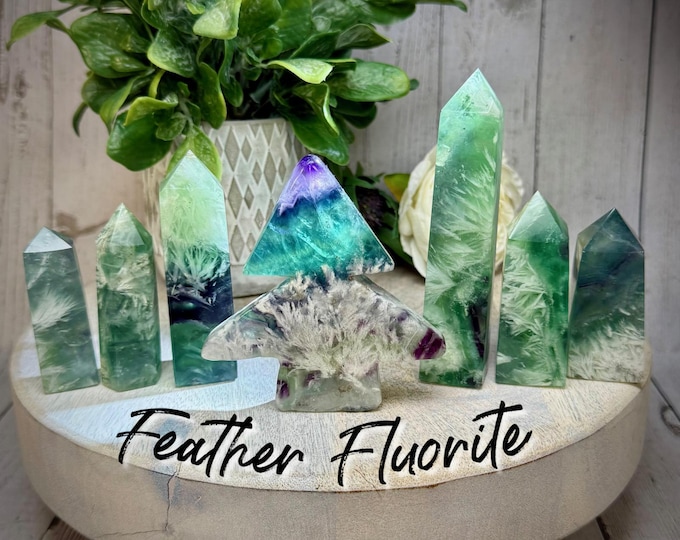 Feather Fluorite Tower, Blue Purple Green Fluorite, Fluorite Point, Feather Fluorite Tree (7)