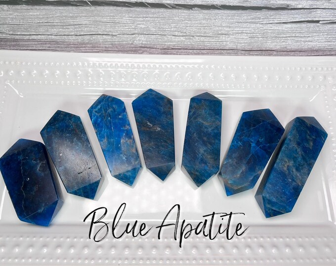 Blue Apatite DT, Double Terminated, Blue Apatite Crystal, Stone of Manifestation