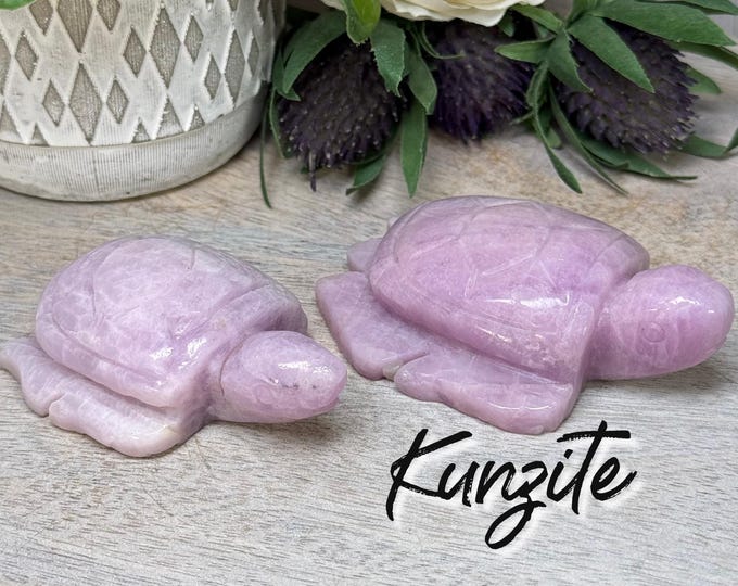 Kunzite Sea Turtle Crystal Carving, Crystal Turtle Carving, Stone of Emotion