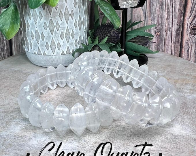 Clear Quartz Double Terminated Soft Bangle Bracelet, Clear Quartz DT Bracelet, Clear Quartz Bracelet, Soft Bangle Bracelet