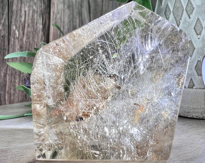 Rutilated Garden Quartz Freeform, Smoky Quartz, Inclusion Quartz, Garden Quartz with Rutile Freeform, Lodolite