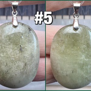 Green Kunzite Pendant, Kunzite Crystal Pendant, Cat Eye Kunzite, 925 Silver Clasp Pendant #5