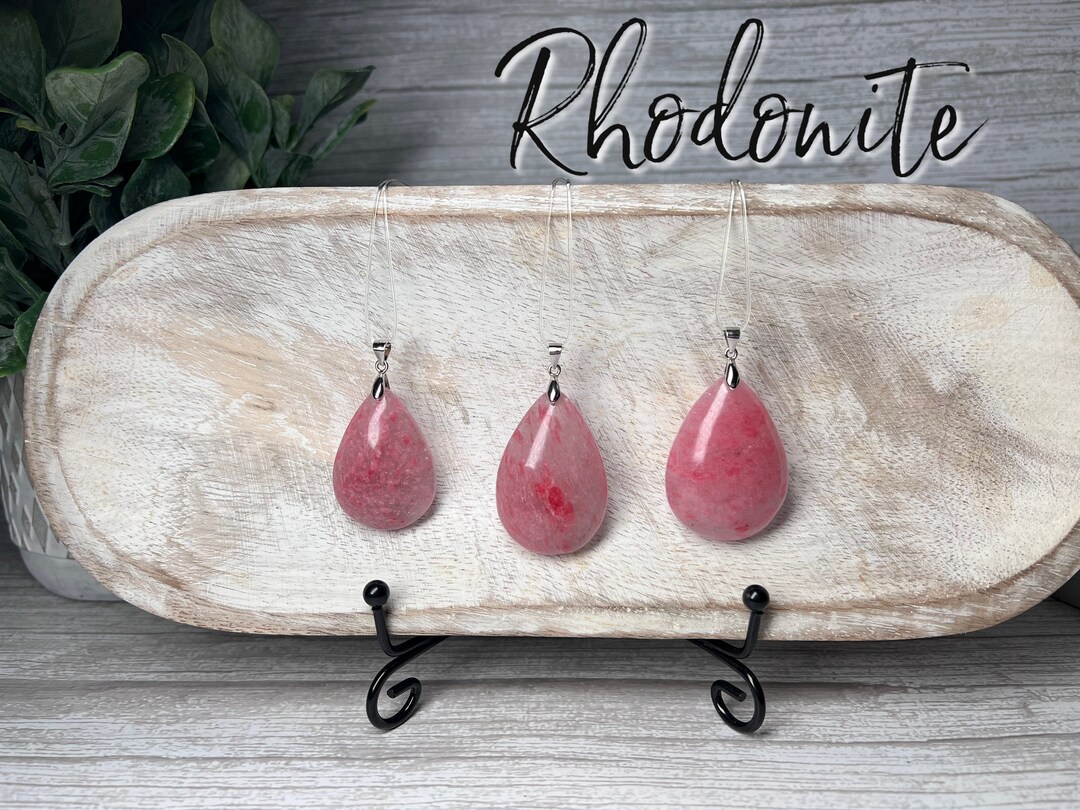 Ice Rhodonite Pendant, Rose Rhodonite, Sakura, Cherry Rain, Pink ...
