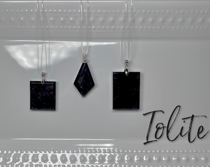 Iolite Pendant, Iolite Crystal, Cordierite Crystal, Clear Iolite, 925 Silver Clasp