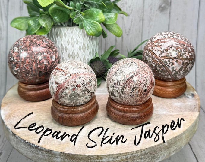 Leopard Skin Jasper Sphere, Leopard Skin Jasper Carving, Leopard Jasper Sphere, *FREE* Wooden Sphere Holder