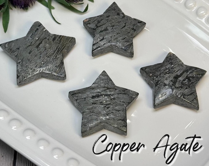 Copper Pyrite in Agate Star, Chalcopyrite in Agate, Agate Star Carving, Abundance - Prosperity - Protection
