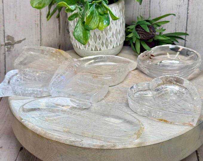 Clear Quartz Crystal Bowl, Crystal Dish, Crystal Trinket Bowl