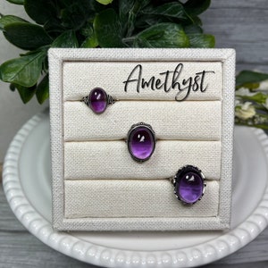 Deep Purple Amethyst Ring, Purple Amethyst Ring, Amethyst Crystal Ring, 925 Sterling Silver Adjustable Band