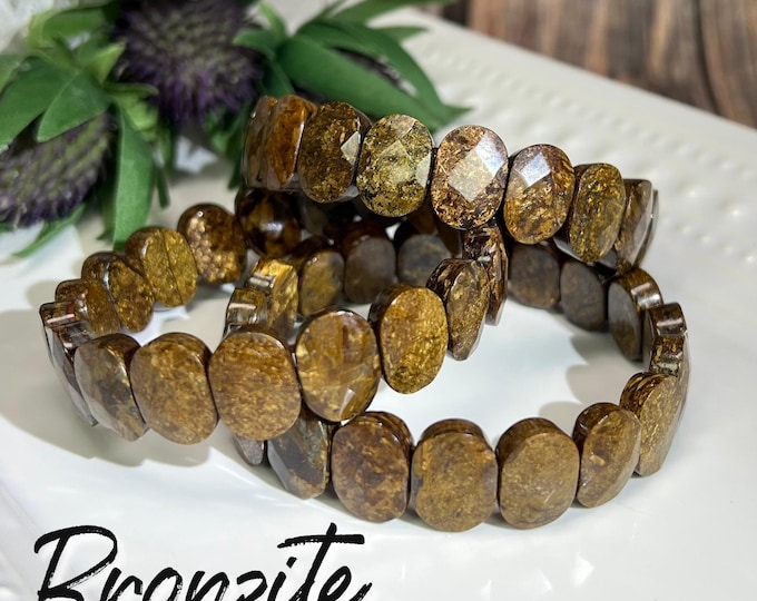 Bronzite Soft Bangle Bracelet, Bronzite Bracelet, Bronzite Stretchy Bracelet (3)