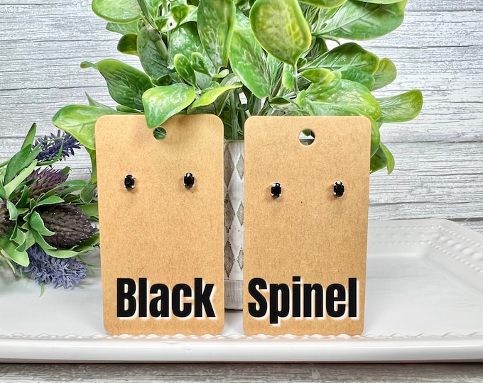 Black Spinel Earrings, Black Spinel Stud Earrings, Spinel Gemstone, Spinel Jewelry, 925 Sterling Silver